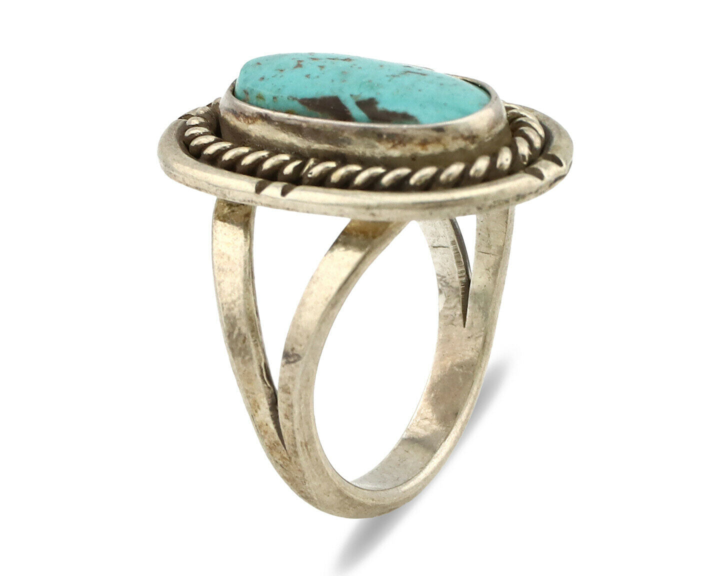 Navajo Ring .925 Silver Blue Turquoise Native American Artist C.1980's