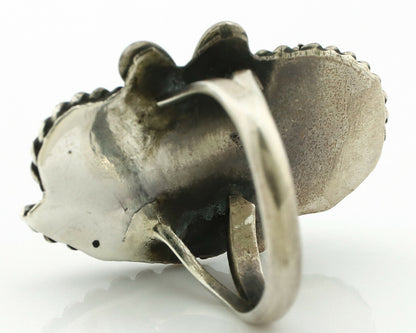 Navajo Ring .925 Silver Turquoise & Coral Native American Artist C.1975's