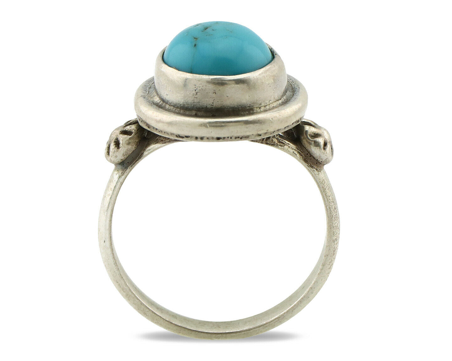 Navajo Ring .925 Silver Sleeping Beauty Turquoise Native American Artist C.1980s