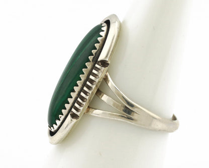 Navajo Ring 925 Silver Natural Malachite Artist Signed William Denetdale C.80's