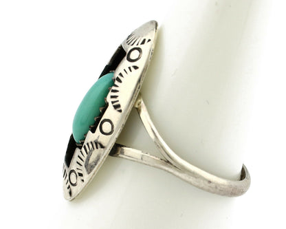 Navajo Ring .925 Silver Sleeping Beauty Turquoise Artist Signed P C80s