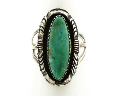 Navajo Shield Ring .925 Silver Blue Green Turquoise Signed Artist LY C.80's