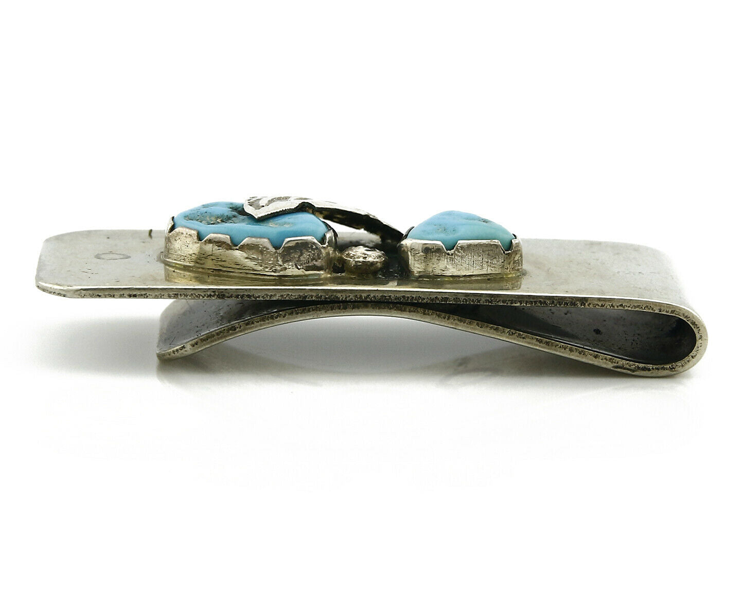 Zuni Money Clip .925 Silver & Nickle Sleeping Beauty Turquoise Artist Native C90