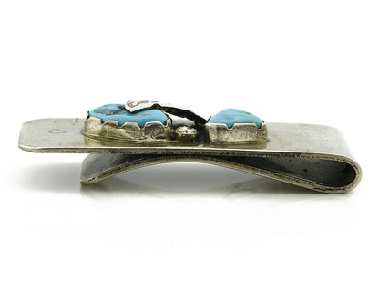 Zuni Money Clip .925 Silver & Nickle Sleeping Beauty Turquoise Artist Native C90