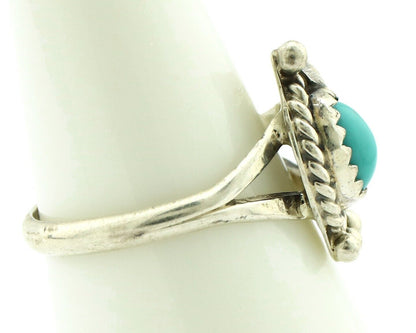 Navajo Ring .925 Silver Natural Blue Turquoise Artist Signed SN C.80's