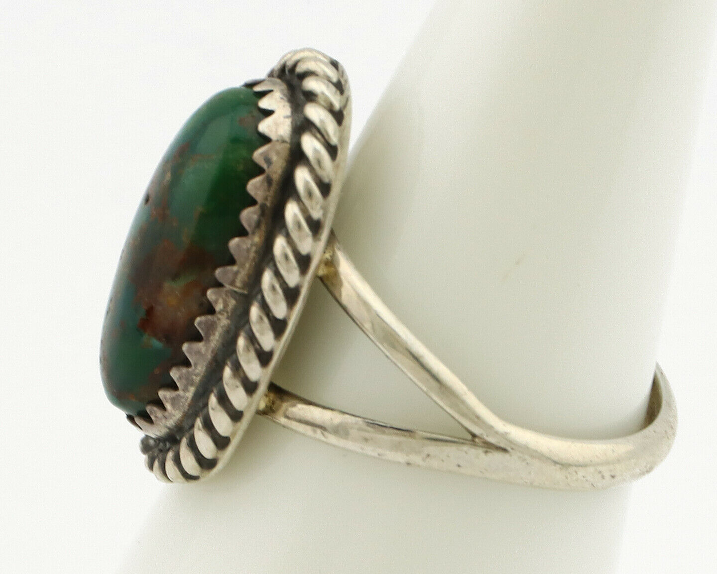 Navajo Ring .925 Silver Kingman Turquoise Native American Artist C.1980's