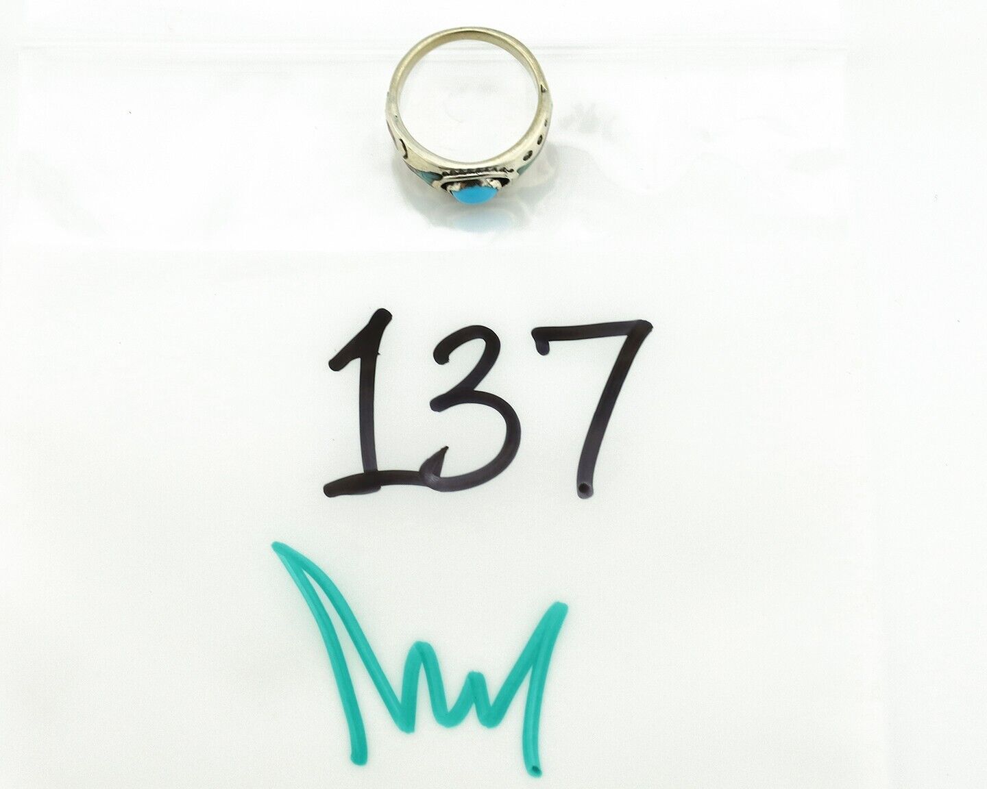 Navajo Handmade Ring 925 Silver Blue Turquoise & Coral Native American C.80's