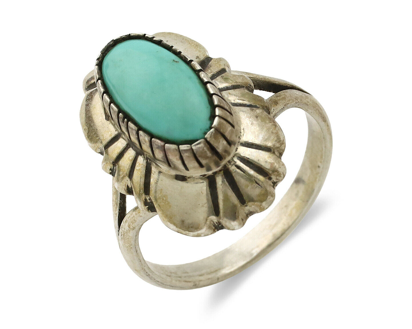 Navajo Ring .925 Silver Arizona Turquoise Signed M Montoya C.80's