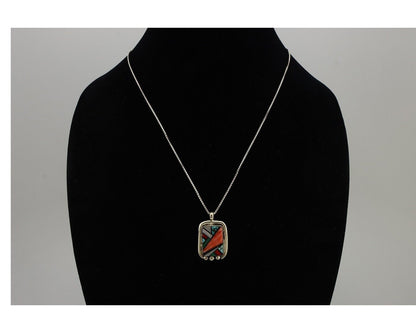 Navajo Pendant 925 Silver Natural Gemstone Artist Signed Doug Zachary C.80's