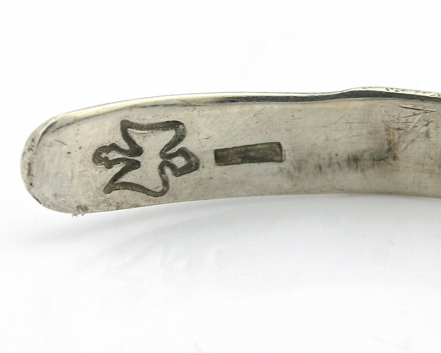 Navajo Bracelet .925 Silver Hand Stamped Arrow Head Artist I Montoya C.80's