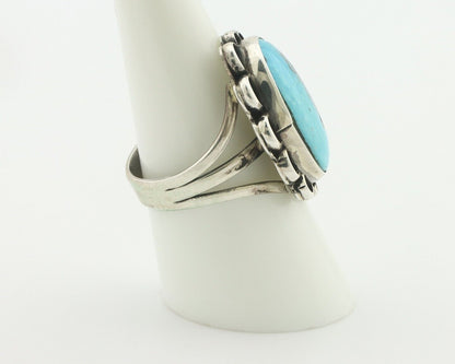 Navajo Ring .925 Silver Natural Blue Turquoise Native American Artist C.80's