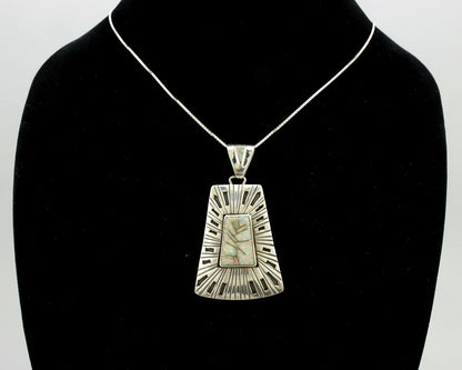 Navajo Handmade Pendant .925 Silver Opal Artist Signed Sun C.80's