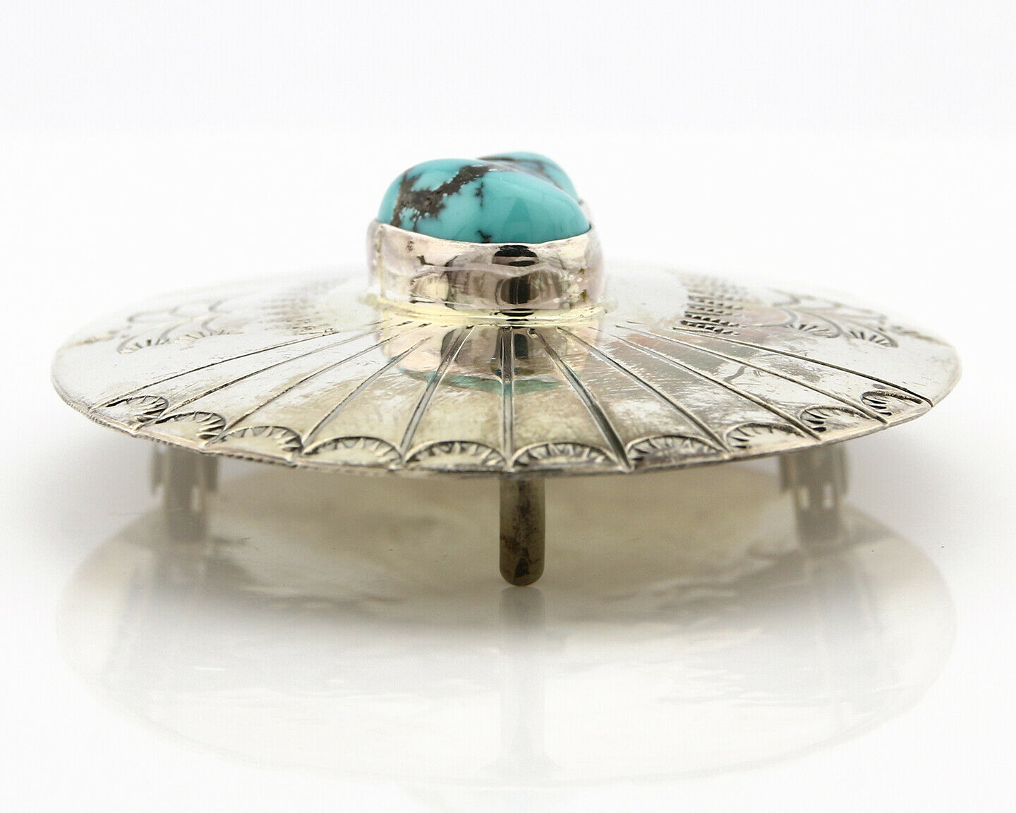 Navajo Belt Buckle .925 Silver Blue Turquoise Signed Tim Guerro C.80's