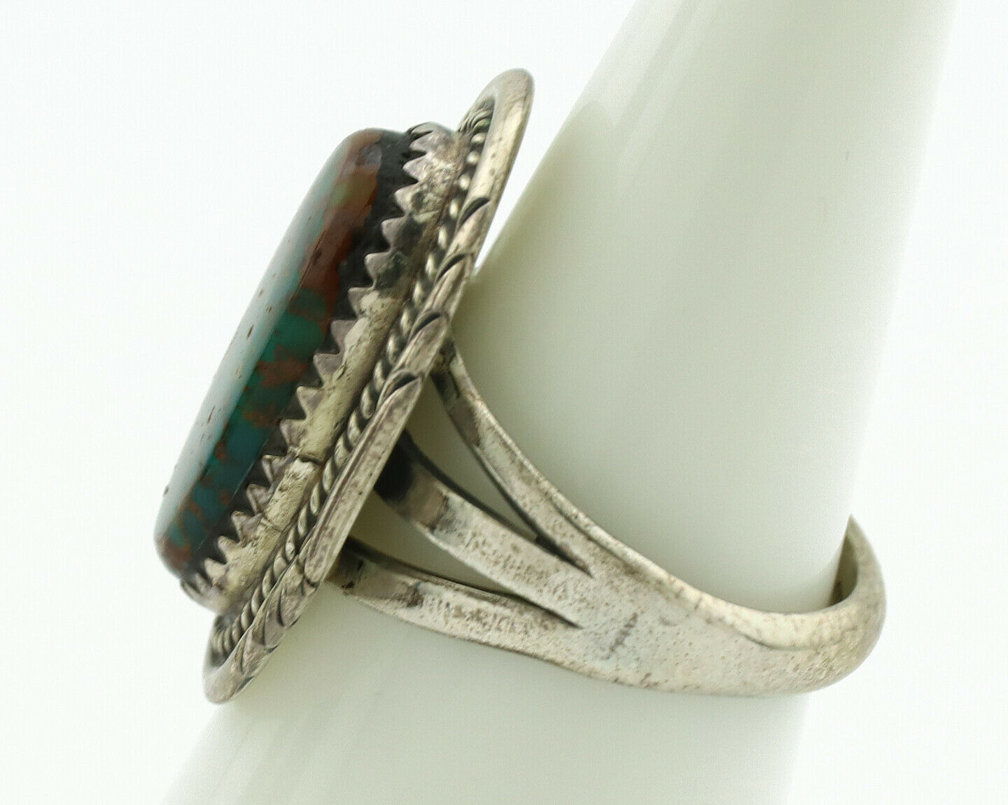 Navajo Ring .925 Silver Nevada Turquoise Native American Artist C.1980's