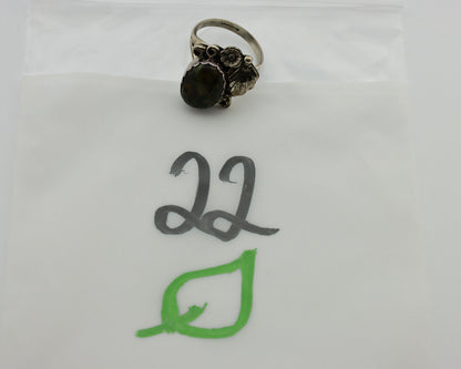 Navajo Ring .925 Silver Army Green Turquoise Native American Artist C.1980's