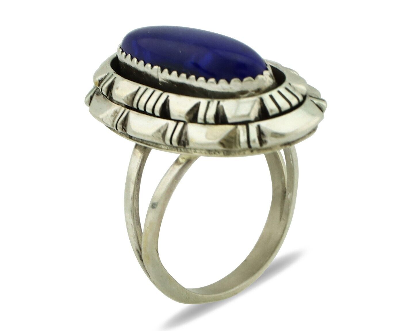 Navajo Handmade Ring 925 Silver Natural Lapis Lazuli Artist Signed RMJ C.80's