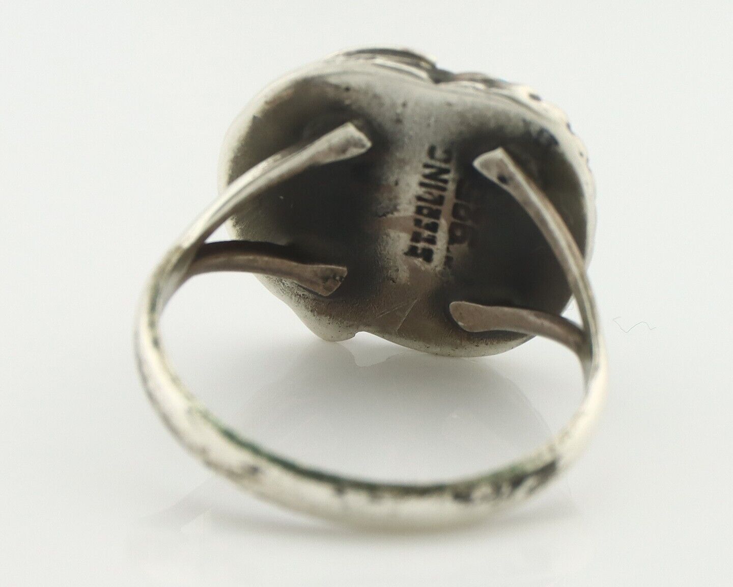 Navajo Handmade Ring .925 Silver Kingman Turquoise Native Artist C.80's