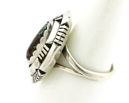 Navajo Ring .925 Silver Spiderweb Turquoise Artist Signed L. M. Nez C80s
