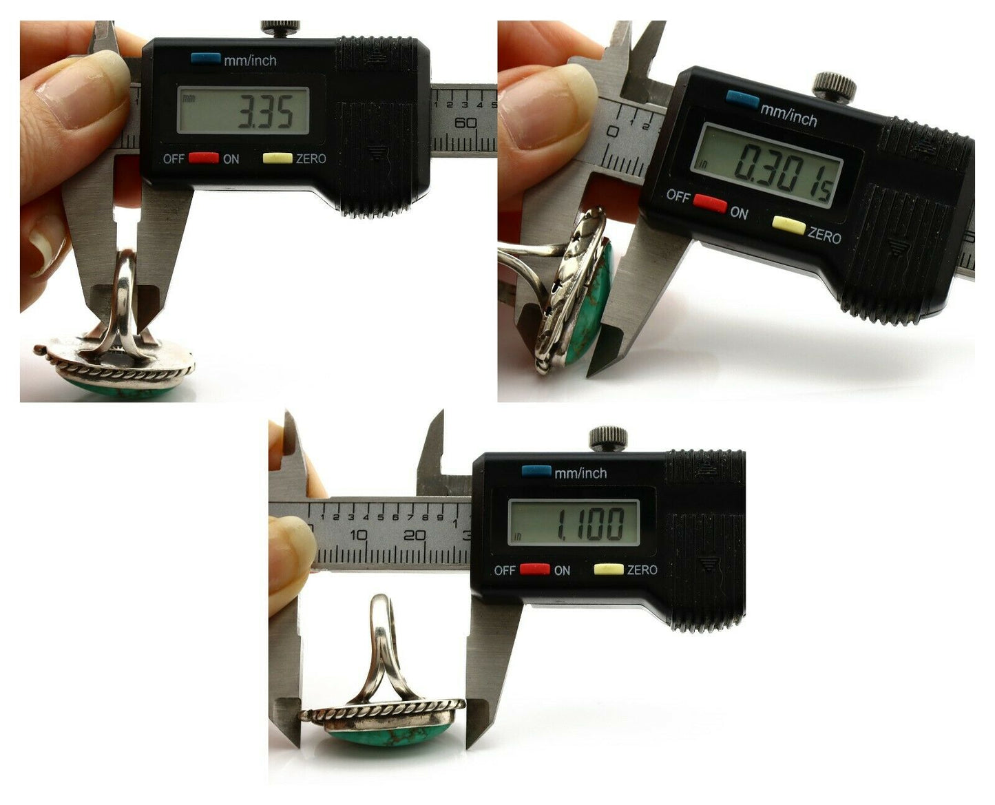 Navajo Ring .925 Silver Arizona Turquoise Signed Apache Manufacturing C80s