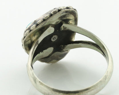 Navajo Ring .925 Silver Sleeping Beauty Turquoise Native Artist C.1980's