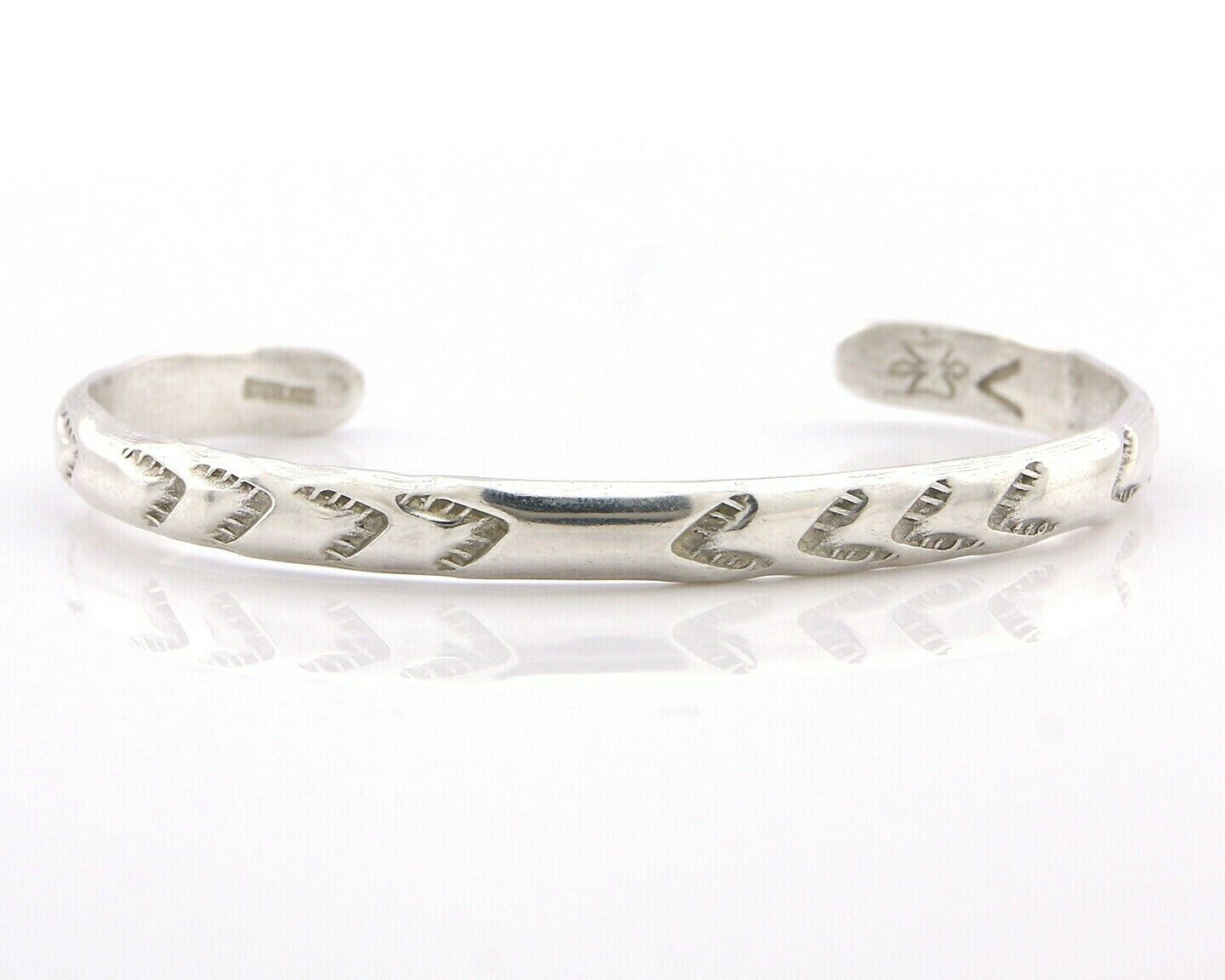 Navajo Bracelet .925 Silver Hand Stamped Arrow Head Artist V Montoya C.80's
