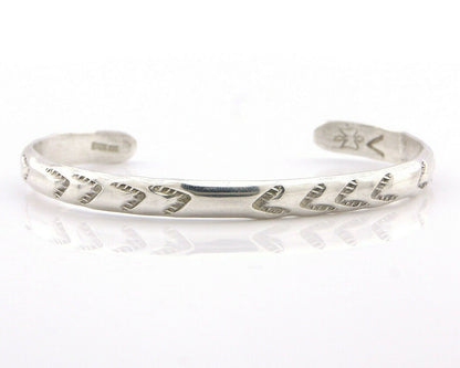 Navajo Bracelet .925 Silver Hand Stamped Arrow Head Artist V Montoya C.80's