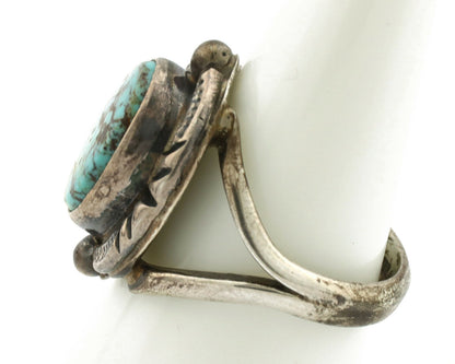 Navajo Ring .925 Silver Blue Turquoise Artist Signed Gecko C.1980's