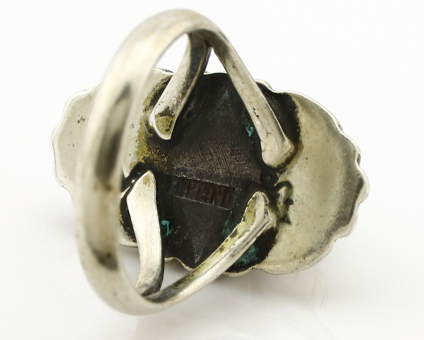 Navajo Ring .925 Silver Green Turquoise Artist Signed M Montoya C.80's