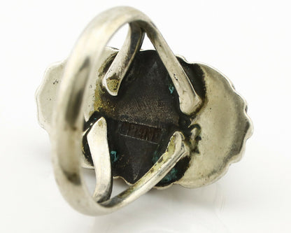 Navajo Ring .925 Silver Green Turquoise Artist Signed M Montoya C.80's