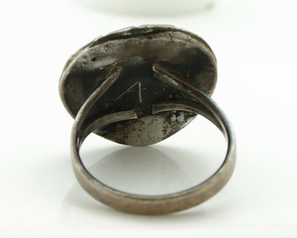 Navajo Ring .925 Silver Green Turquoise Native American Artist C.80's