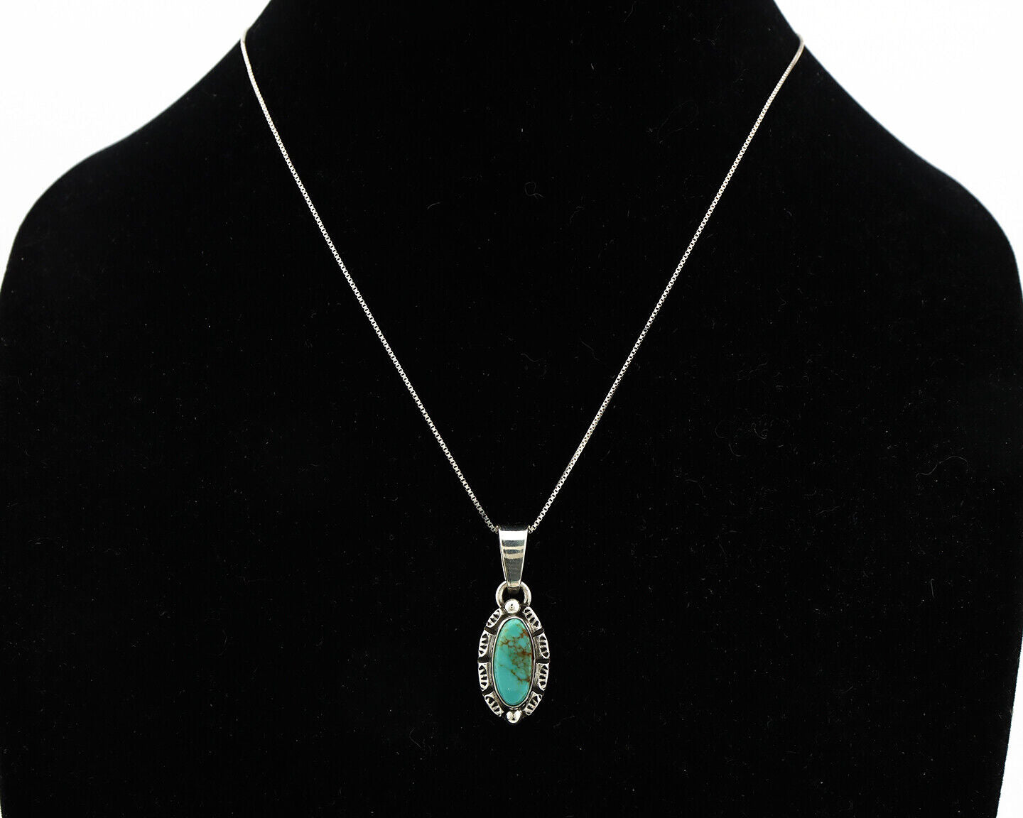 Navajo Necklace 925 Silver Kingman Turquoise Artist Signed Gecko C.80's