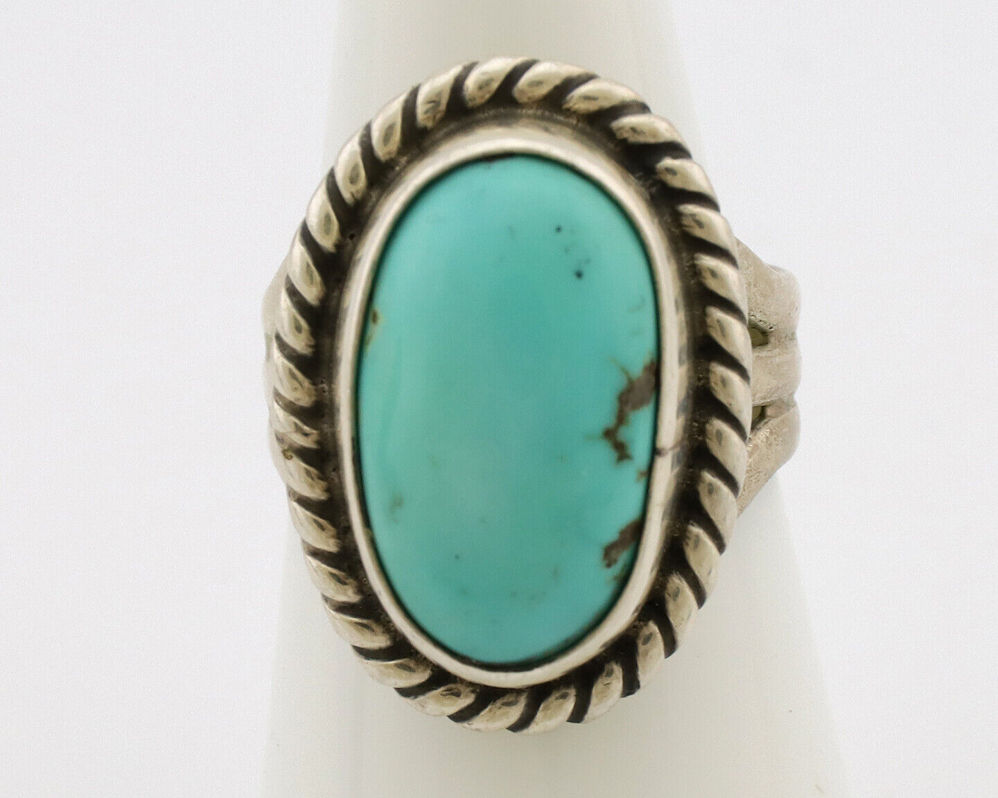 Navajo Ring .925 Silver Natural Kingman Turquoise Native American Artist C.80's