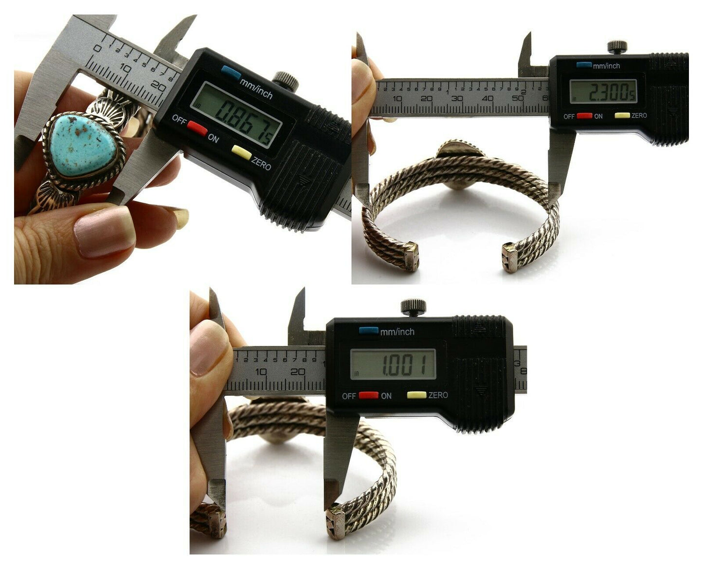 Navajo Bracelet .925 Silver Globe Turquoise Native American C.80's