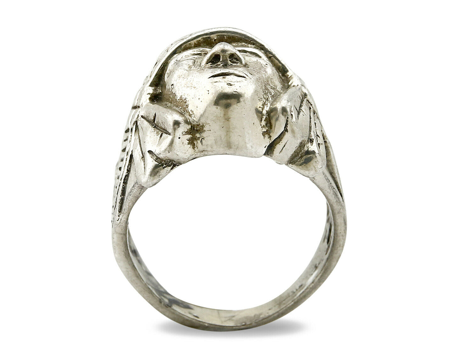 Navajo Indian War Chief Artist IT Ring .925 SOLID Sterling Silver C.80's Size 11