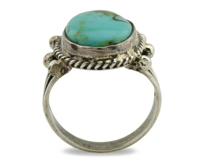 Navajo Ring .925 Silver Kingman Turquoise Artist Signed MC C.1980's