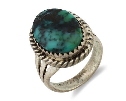 Navajo Ring .925 Silver Natural Turquoise Native American Artist C.1980's