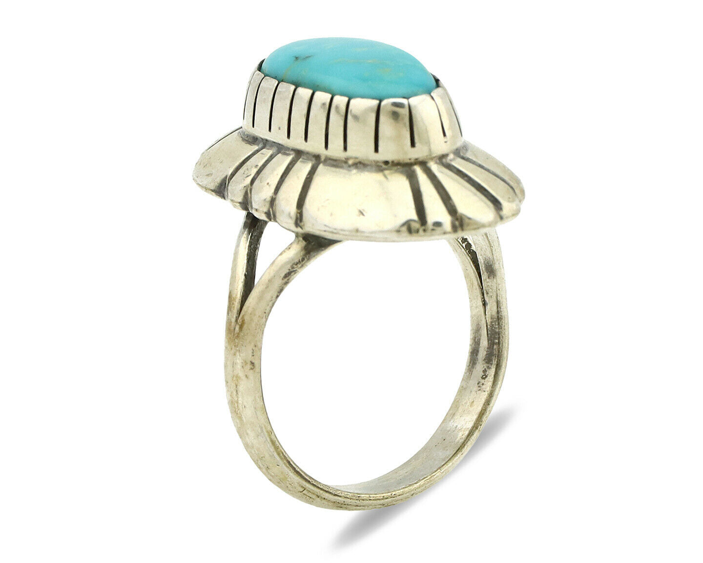 Navajo Ring .925 Silver Arizona Turquoise Signed M Montoya C.80's