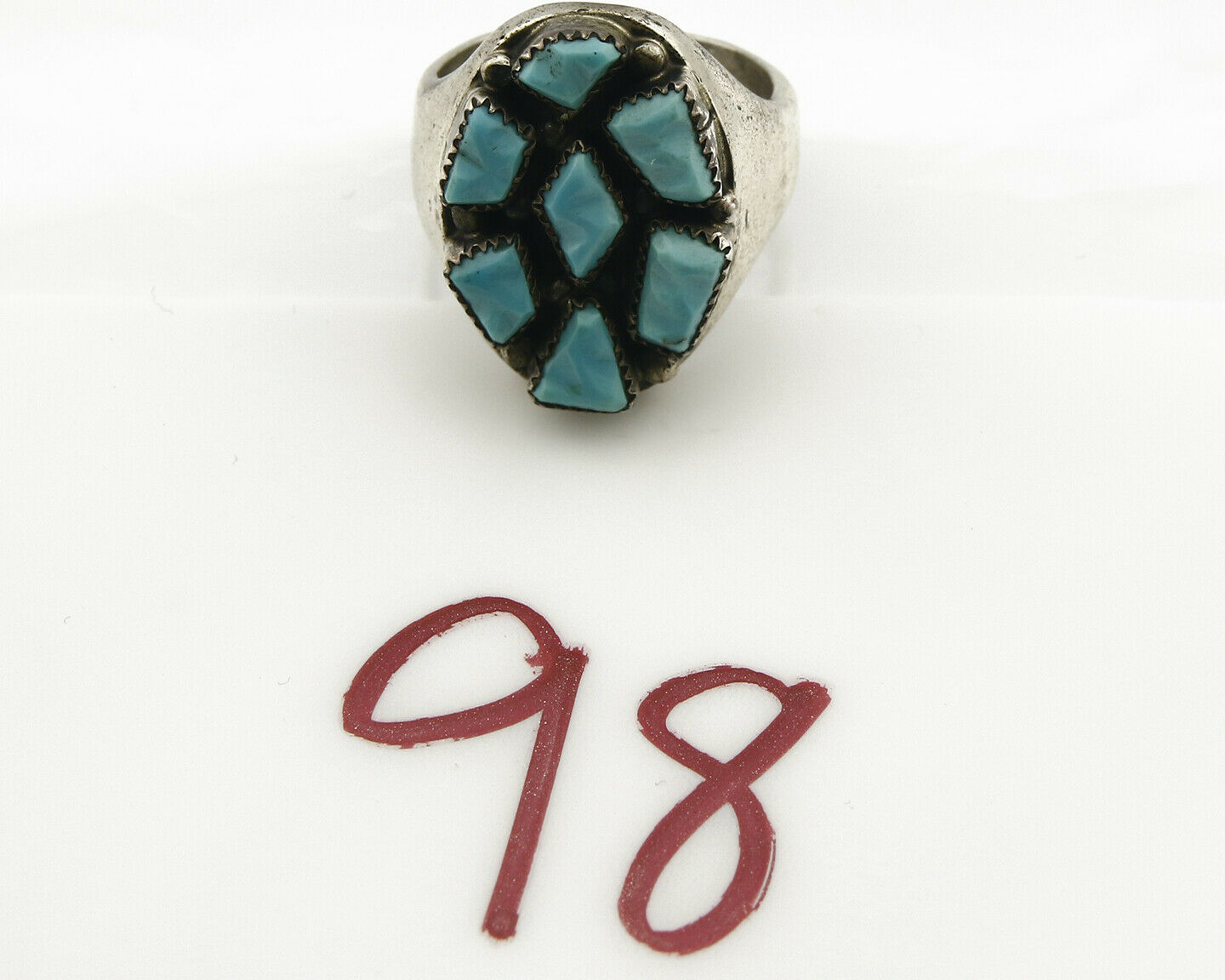 ZUNI Ring .925 SOLID Silver Sleeping Beauty Turquoise LEEKITY C.1980's