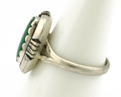 Navajo Ring .925 Silver Spiderweb Turquoise Handmade Native American Artist C80s