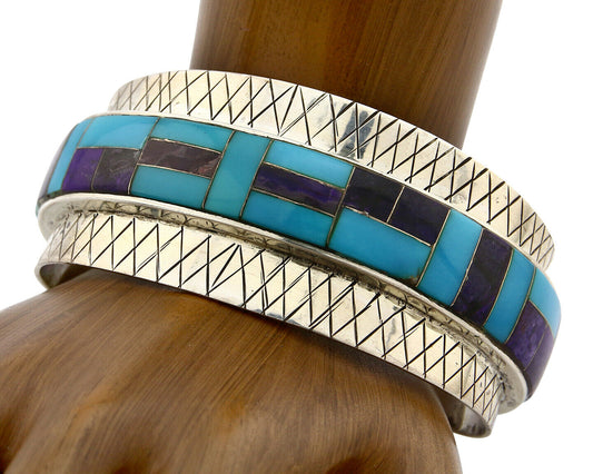 Navajo Bracelet .925 Silver Lapis Amethyst Turquoise C.80's