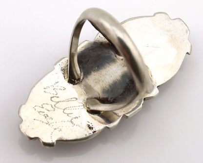 Navajo Ring 925 Silver Blue Gem Turquoise Native Artist Signed Billy Eagle C.80s
