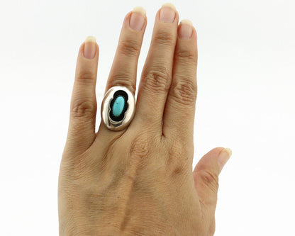 Navajo Ring .925 Silver Turquoise Native American Artist C.1980's