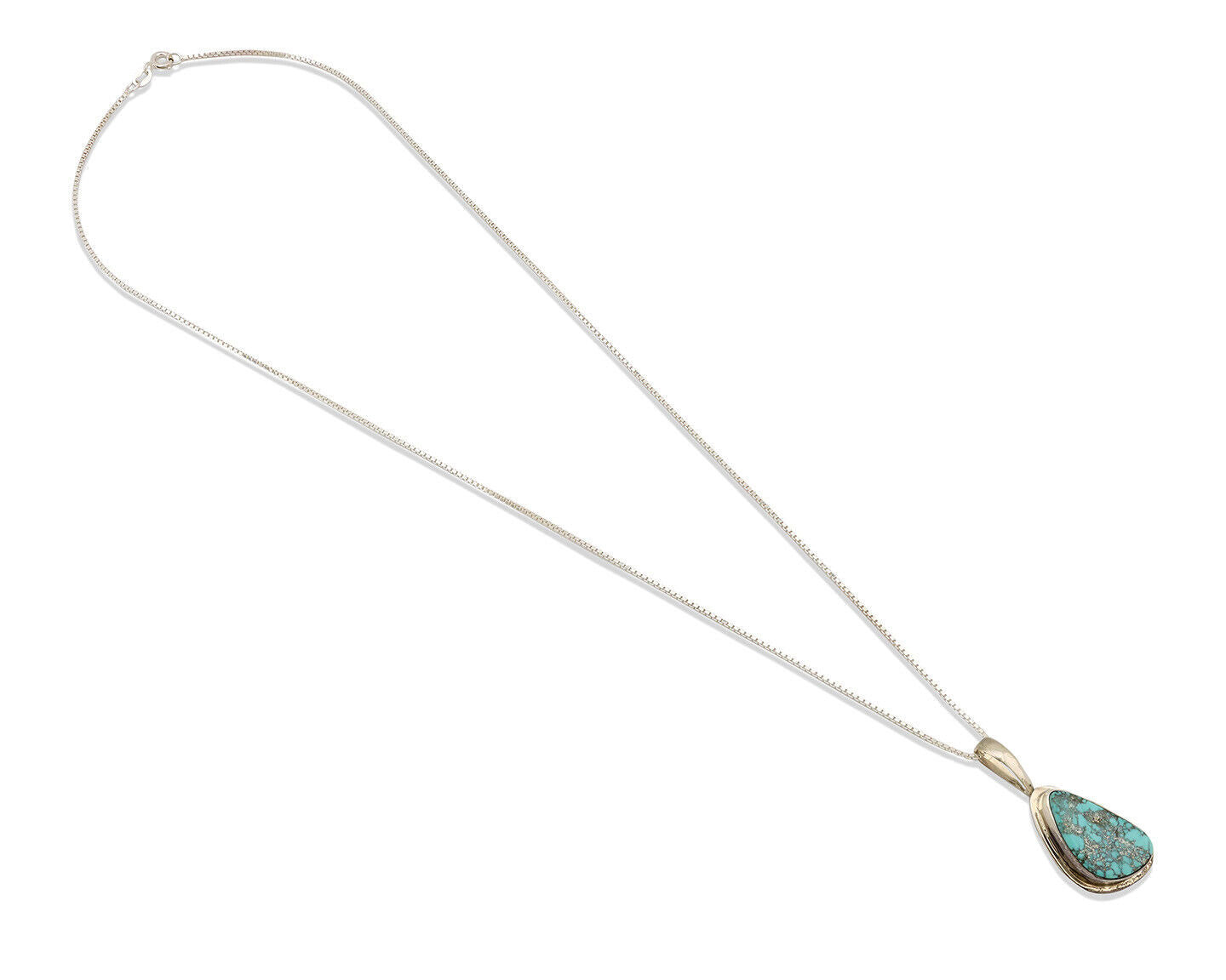 Navajo Necklace .925 Silver Fox Mine Turquoise Signed Doug Zachary C.1980's