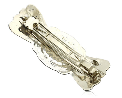 Navajo Hair Clip Barrette .925 Silver Hand Stamped Artist Signed Harold Tom C80s