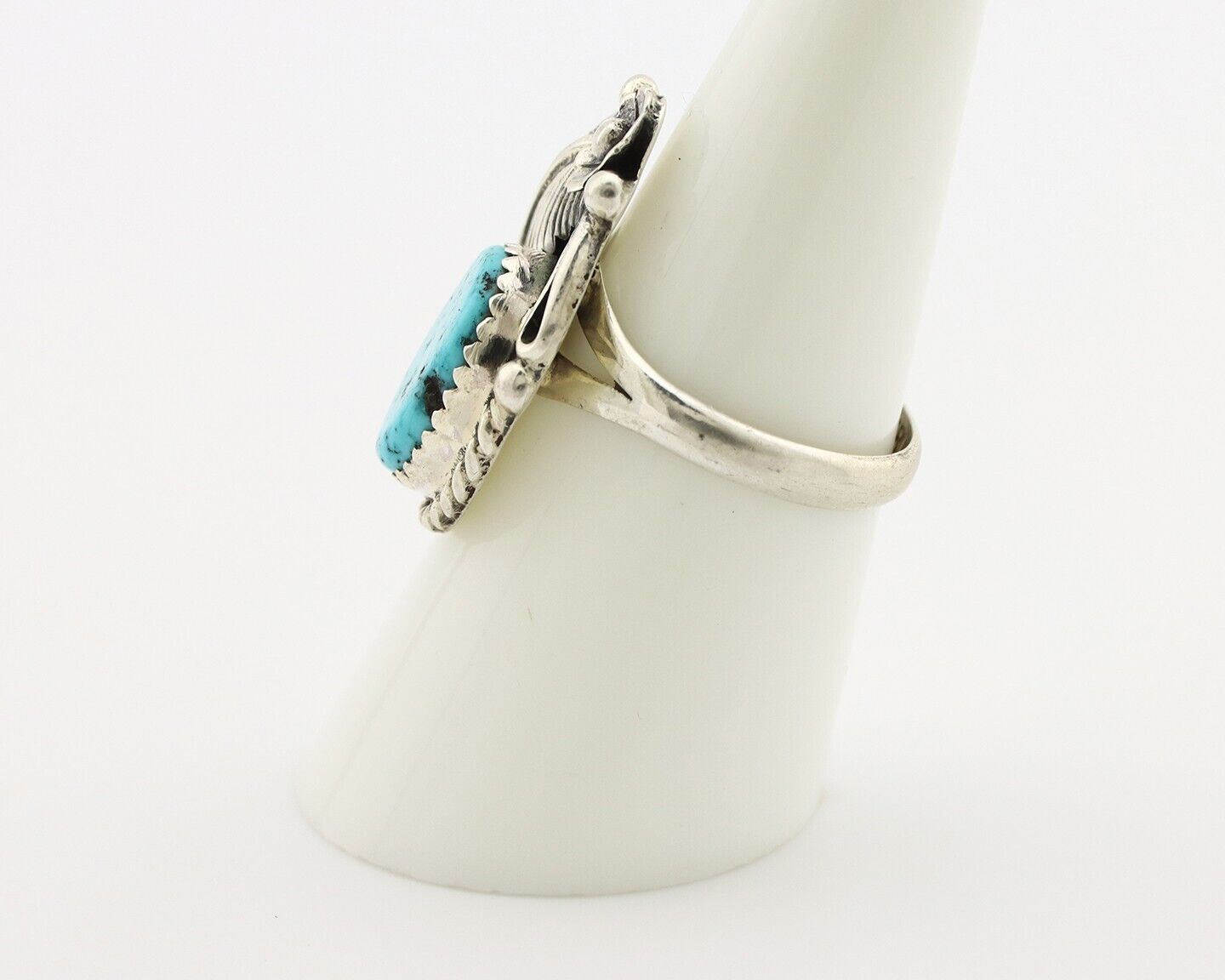 Navajo Ring 925 Silver Natural Blue Turquoise Native American Artist C.80's