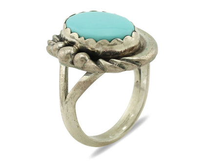 Navajo Ring .925 Silver Natural Blue Turquoise Native American Artist C.1980's