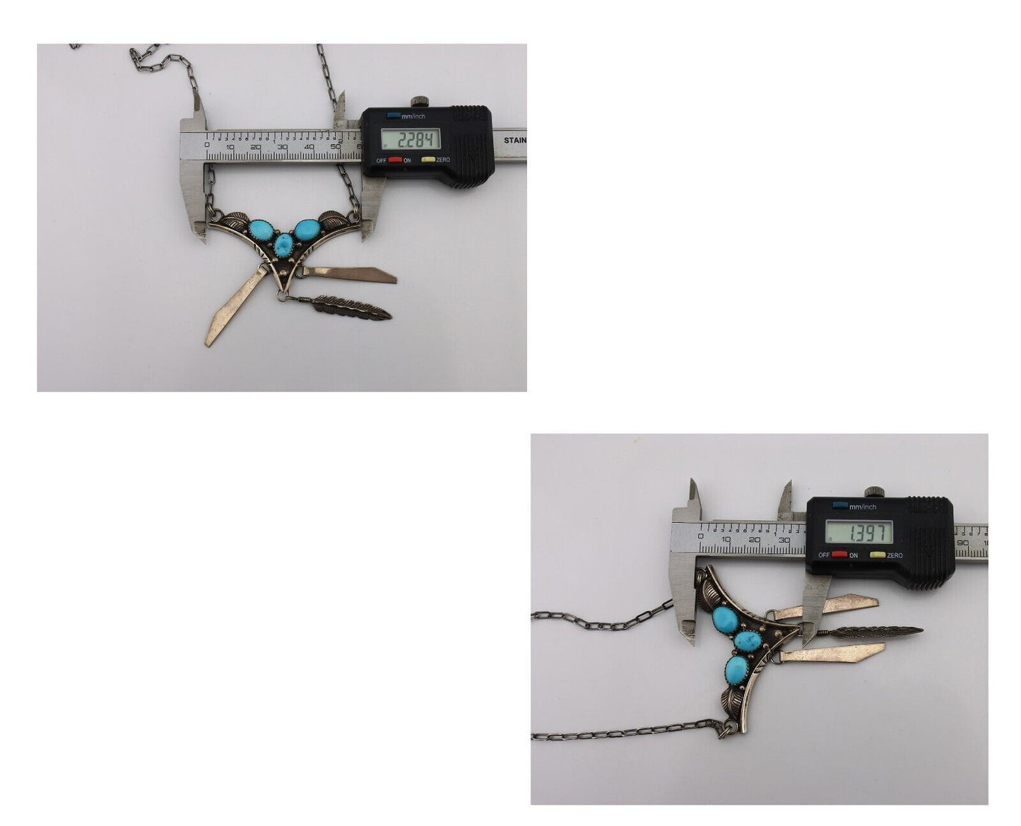 Navajo Necklace 925 Silver Sleeping Beauty Turquoise Native American C.80's