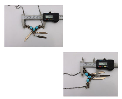 Navajo Necklace 925 Silver Sleeping Beauty Turquoise Native American C.80's