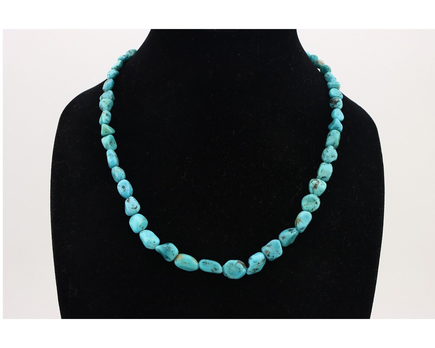 Navajo Necklace 925 Silver Natural Blue Turquoise Native Artist C.80's