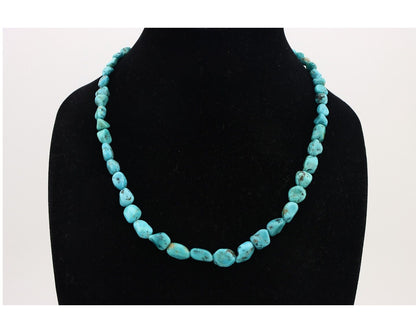 Navajo Necklace 925 Silver Natural Blue Turquoise Native Artist C.80's